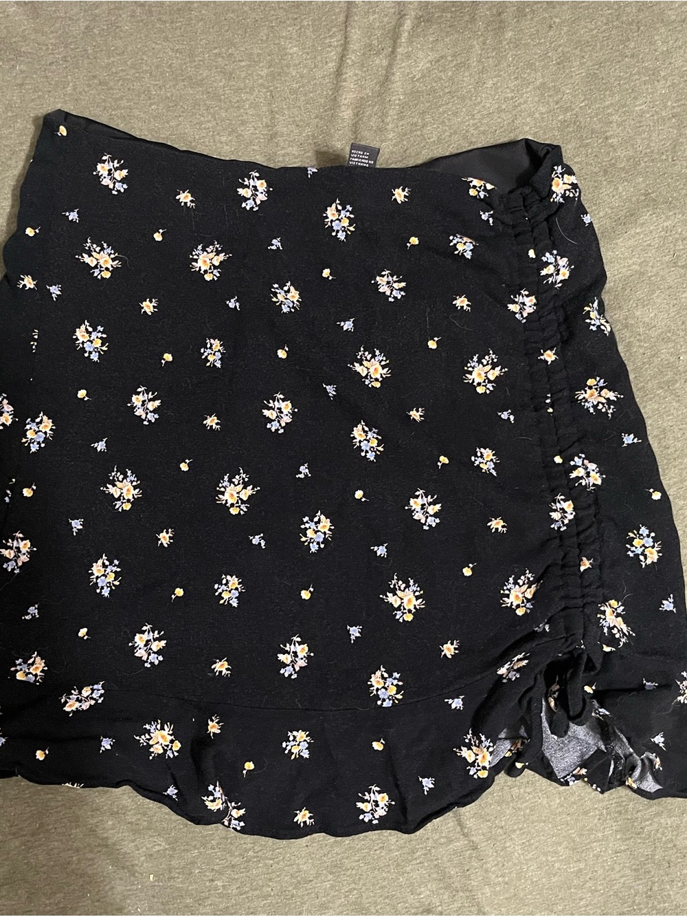 Forever 21 Black Floral Ruffle Skort with Yellow & White Accents